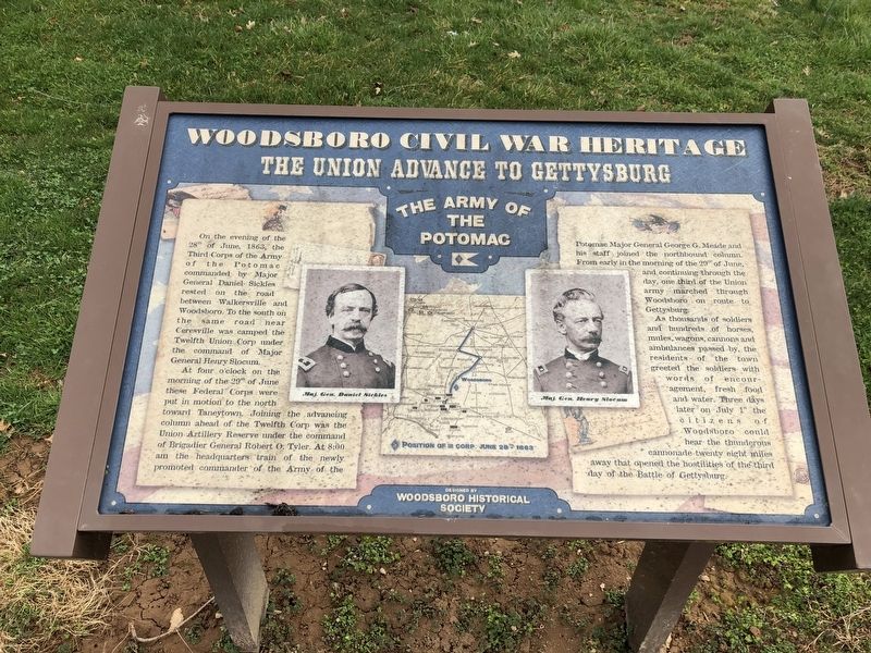 The Union Advance to Gettysburg Marker. Click for full size. The Union Advance to Gettysburg Marker image. Click for full size.