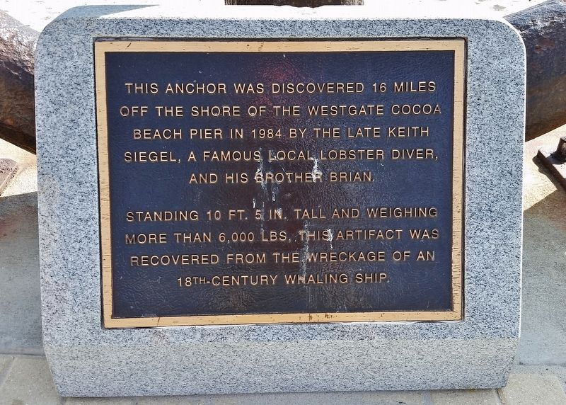 18th Century Whaling Ship Anchor Marker image. Click for full size.