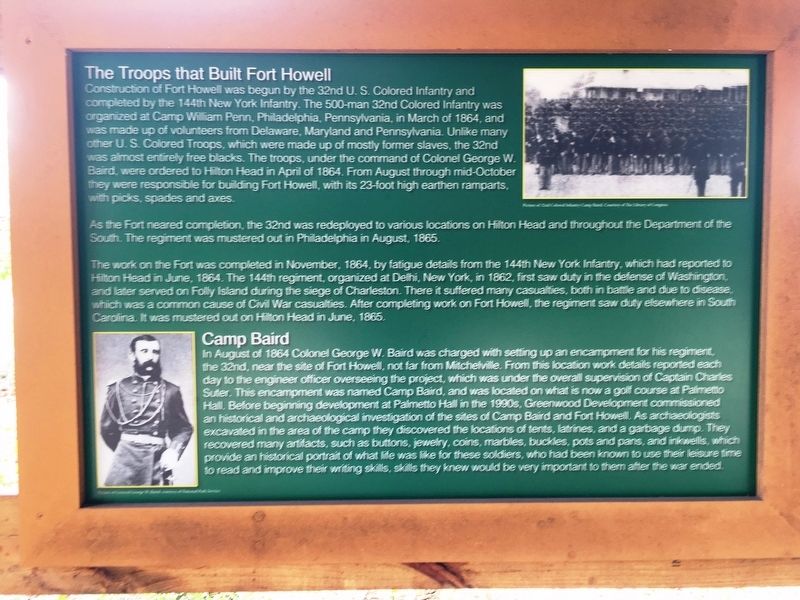 The Troops that Built Fort Howell – Camp Baird Marker image. Click for full size.