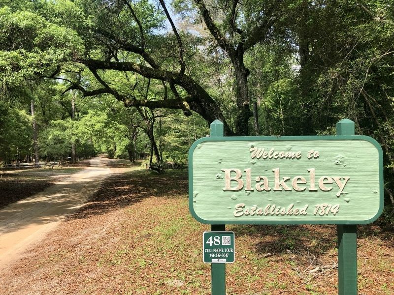 Nearby Town of Blakeley sign. image. Click for full size.