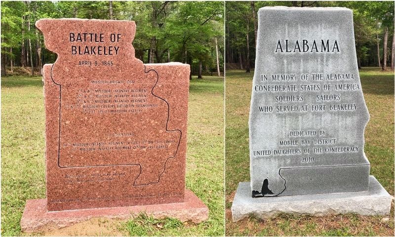 Two nearby Battle of Fort Blakeley monuments. image. Click for full size.