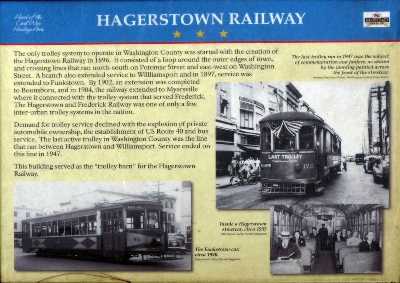 Hagerstown Railway Marker image. Click for full size.