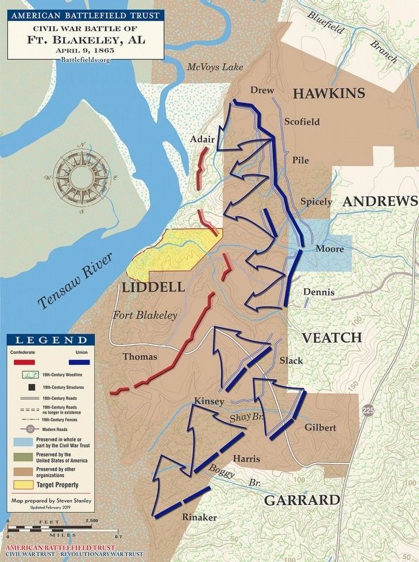 Map of the the Battle of Fort Blakeley image. Click for full size.
