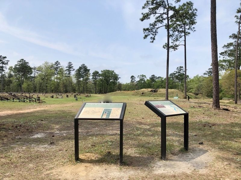 Fort Blakeley Marker with Redoubt #4 in background. image. Click for full size.