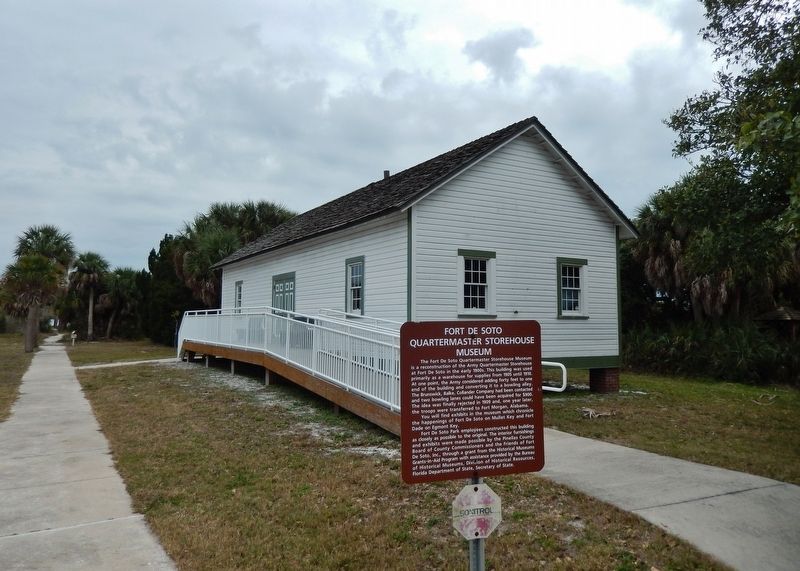 Fort De Soto Quartermaster Storehouse Museum (<i>marker in foreground</i>) image. Click for full size.