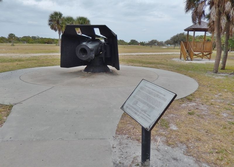 Spanish-American War Cannons from Egmont Key Marker (<i>wide view; cannon in background</i>) image. Click for full size.
