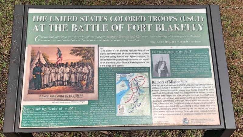 The United States Colored Troops (USCT) at the Battle of Fort Blakeley Marker image. Click for full size.
