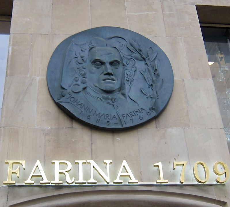 Johann Maria Farina portrait plaque - located above the entrance image. Click for full size.