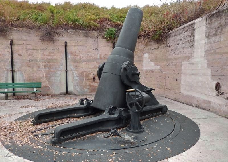 12-inch Seacoast Mortar: Model 1890-M1<br>(<i>fully elevated into firing position</i>) image. Click for full size.