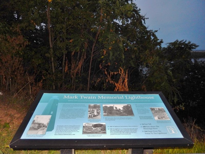 Mark Twain Memorial Lighthouse Marker (<i>wide view</i>). Click for full size. Mark Twain Memorial Lighthouse Marker (<i>wide view</i>) image. Click for full size.