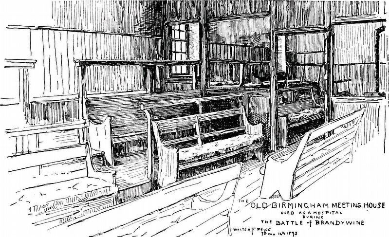 The Old Birmingham Meeting House<br> used as a hospital<br> during<br> The Battle of Brandywine image. Click for full size.