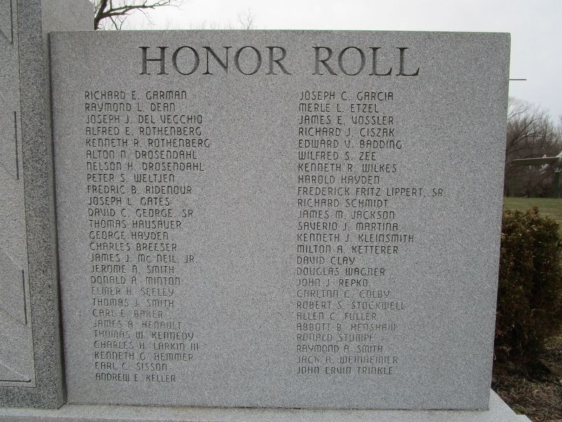 East Aurora Korean War Veterans Memorial. Click for full size. East Aurora Korean War Veterans Memorial image. Click for full size.