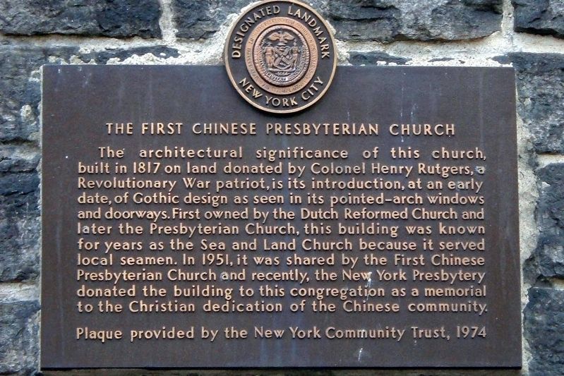 The First Chinese Presbyterian Church Marker. Click for full size. The First Chinese Presbyterian Church Marker image. Click for full size.