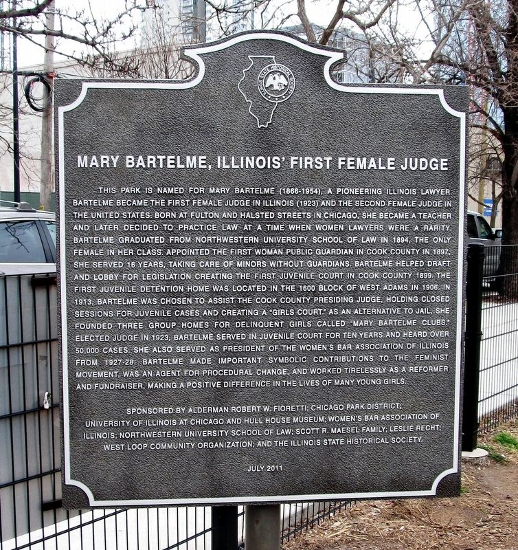 Mary Bartelme, Illinois First Female Judge Marker image. Click for full size.