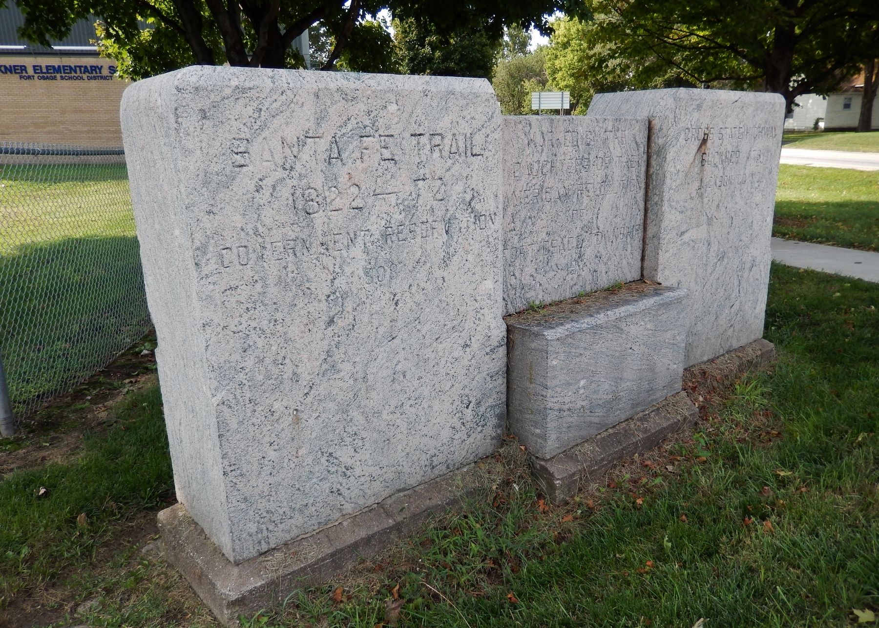 Santa Fe Trail Marker (<i>wide view</i>). Click for full size. Santa Fe Trail Marker (<i>wide view</i>) image. Click for full size.
