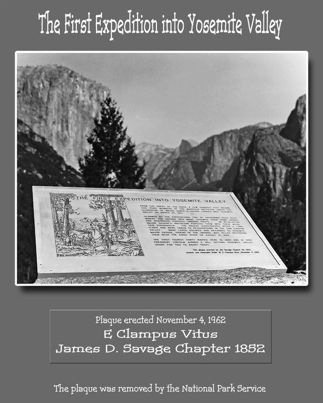 Yosemite Valley's First Visit by White Men Marker image. Click for full size.