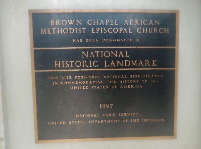 Brown Chapel A.M.E. Church National Historic Landmark Plaque (<i>mounted front center of church</i>) image. Click for full size.