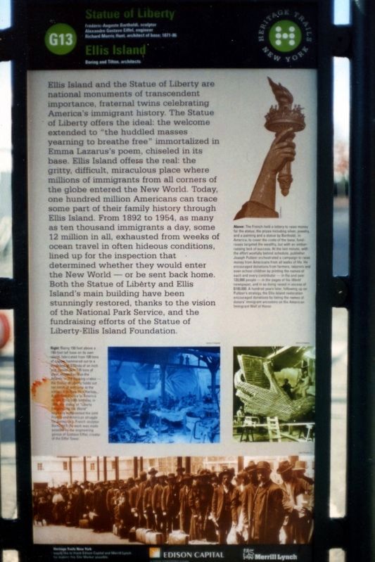 Statue of Liberty/Ellis Island Marker image. Click for full size.