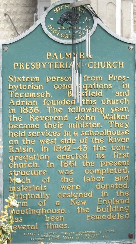 Palmyra Presbyterian Church Marker image. Click for full size.