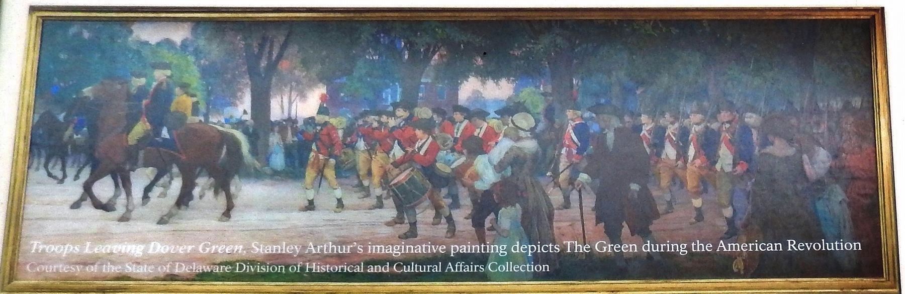 Marker detail: <i>Troops Leaving Dover Green</i> image. Click for full size.