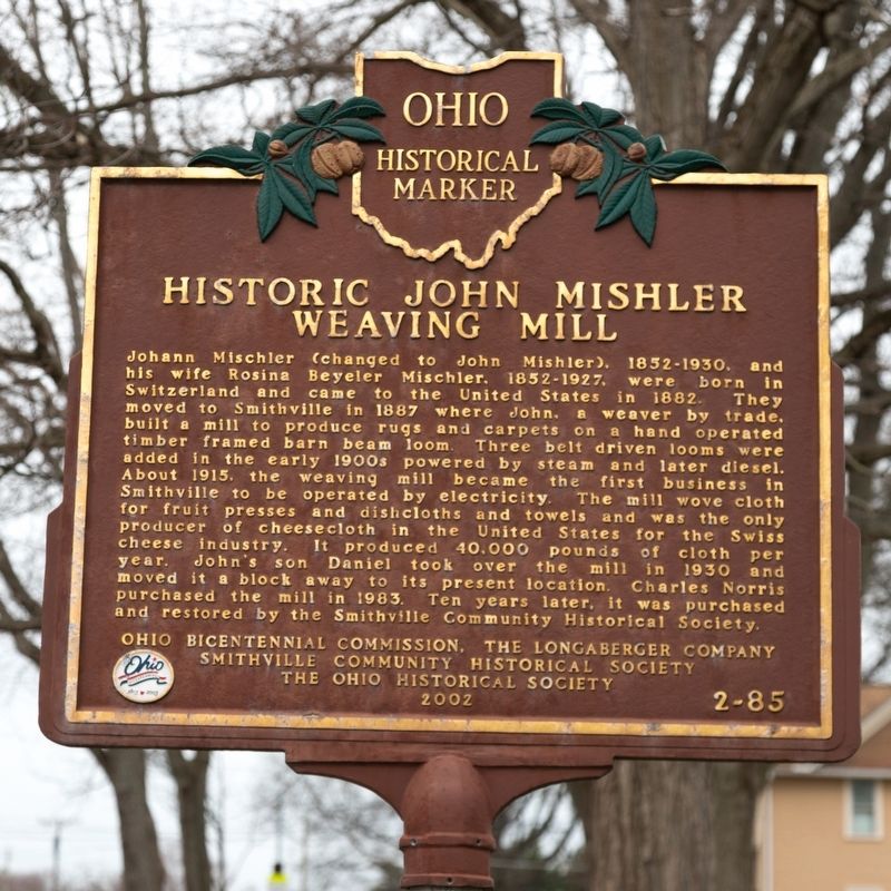 Historic John Mishler Weaving Mill Marker image. Click for full size.