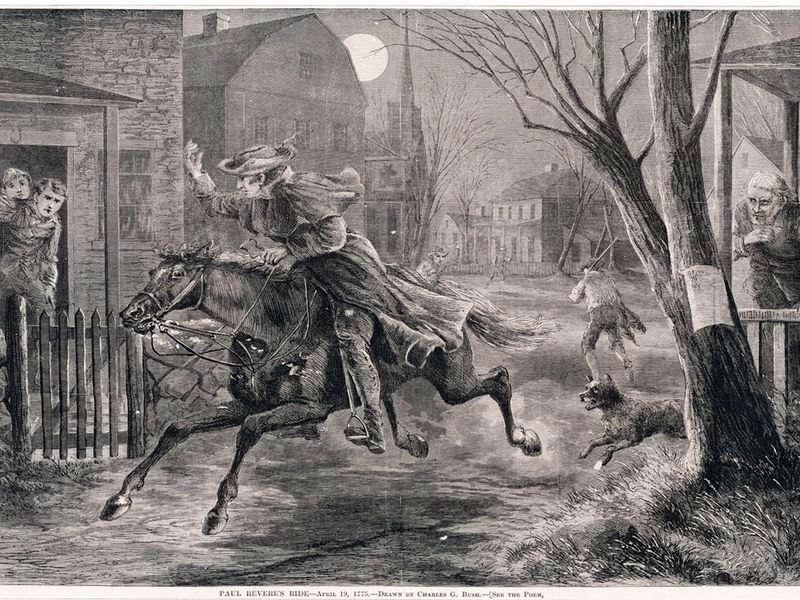 Paul Revere’s Ride, April 19, 1775 image. Click for full size.