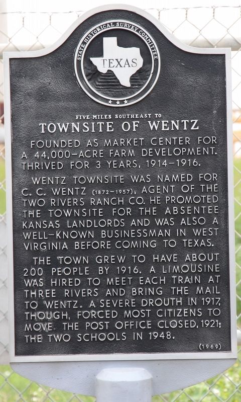 Townsite of Wentz Marker. Click for full size. Townsite of Wentz Marker image. Click for full size.