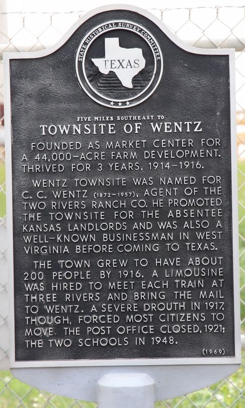 Townsite of Wentz Marker image. Click for full size.