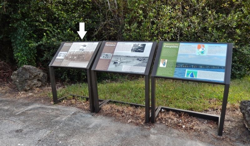 Crossing the Everglades Marker (<i>wide view; leftmost of three markers at this location</i>) image. Click for full size.