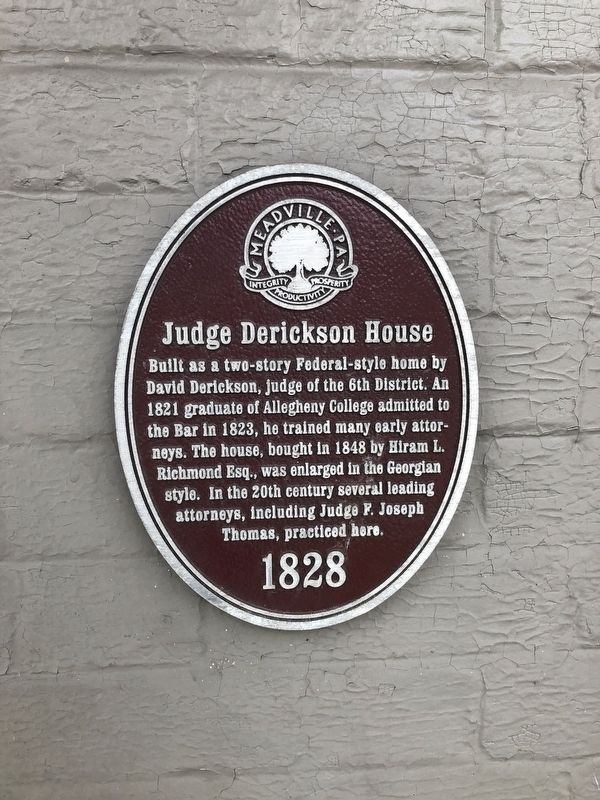 Judge Derickson House Marker image. Click for full size.