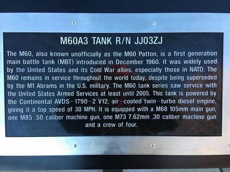 M60A3 Tank s/n JJ03ZJ image. Click for full size.