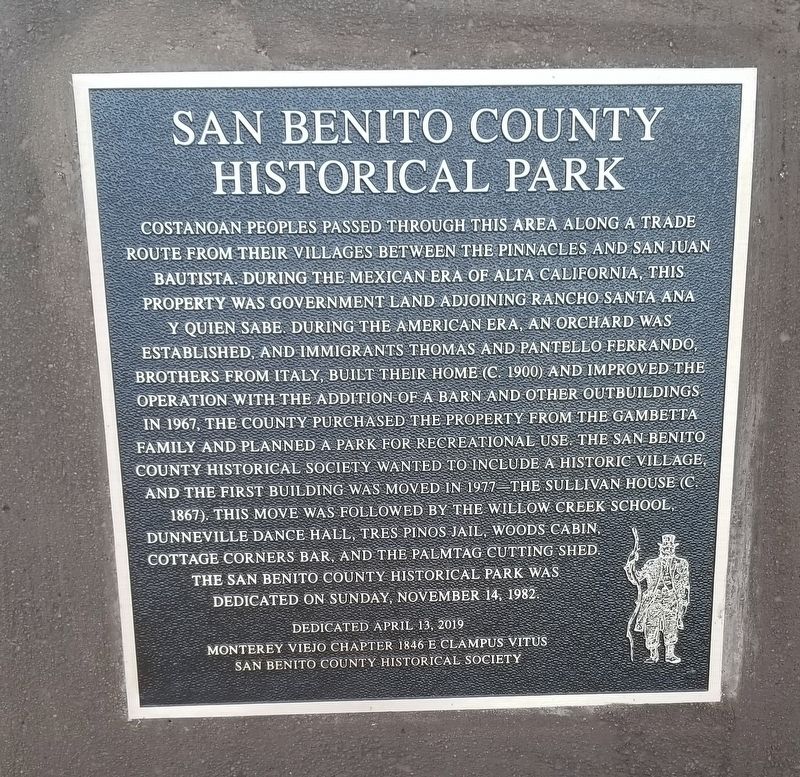 San Benito County Historical Park Marker image. Click for full size.