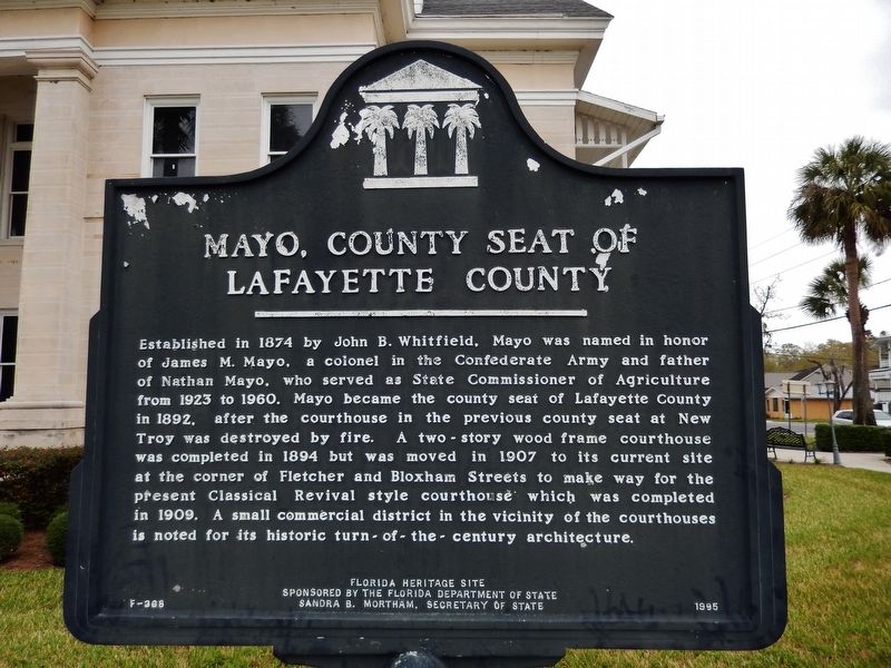 Mayo, County Seat of Lafayette County Marker image. Click for full size.