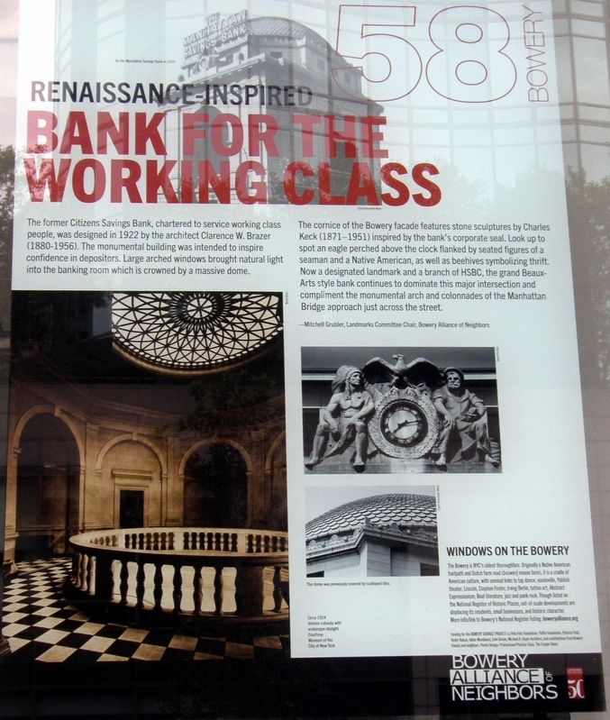 Renaissance-inspired Bank for the Working Class Marker. Click for full size. Renaissance-inspired Bank for the Working Class Marker image. Click for full size.