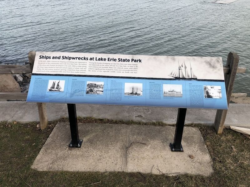 Ships and Shipwrecks at Lake Erie State Park Marker image. Click for full size.