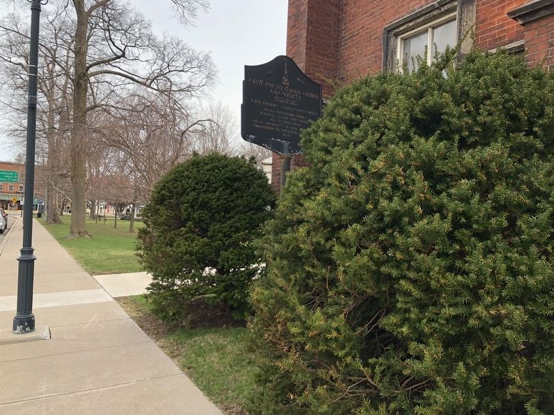 First Presbyterian Church and Society Marker. Click for full size. First Presbyterian Church and Society Marker image. Click for full size.