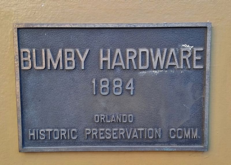 Bumby Hardware 1884 plaque. Click for full size. Bumby Hardware 1884 plaque image. Click for full size.