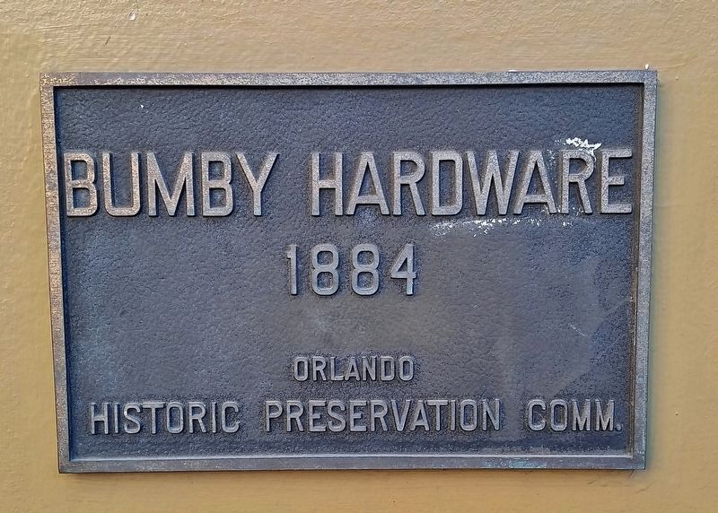 Bumby Hardware 1884 plaque<br>(<i>located on building front, near marker</i>) image. Click for full size.