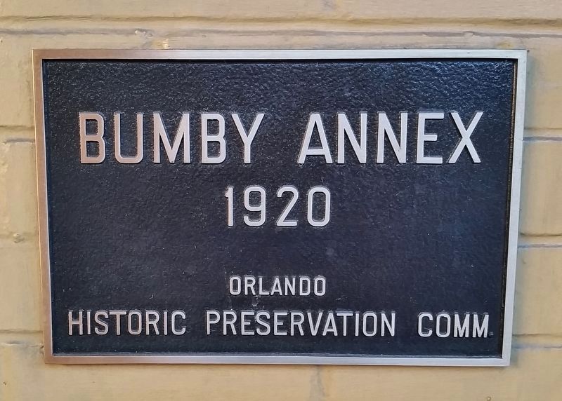 Bumby Annex 1920 plaque<br>(<i>located on building front, west of marker</i>) image. Click for full size.