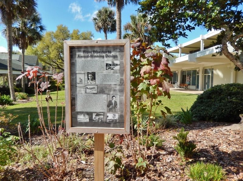 From Disaster to Award-Winning Design Marker (<i>wide view; Visitor Center Pavilion background</i>). Click for full size. From Disaster to Award-Winning Design Marker (<i>wide view; Visitor Center Pavilion background</i>) image. Click for full size.