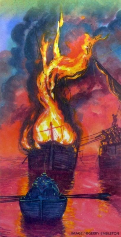 Fireship<br>by Gerry Embleton image. Click for full size.