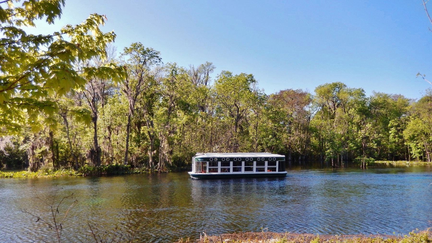 Park Tour Boat on the Silver Spring River (<i>view from near marker</i>). Click for full size. Park Tour Boat on the Silver Spring River (<i>view from near marker</i>) image. Click for full size.