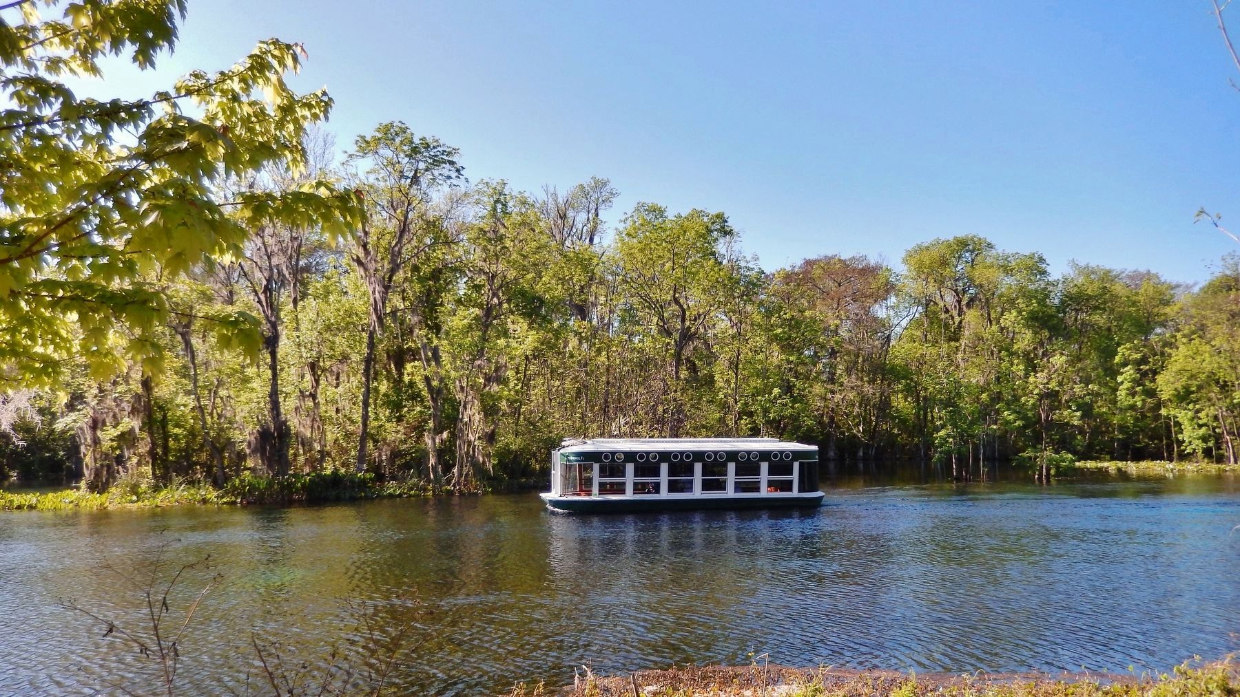 Park Tour Boat on the Silver Spring River (<i>view from near marker</i>) image. Click for full size.