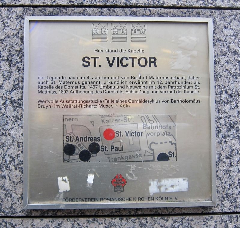 Kapelle St. Victor / St. Victor Chapel Marker. Click for full size. Kapelle St. Victor / St. Victor Chapel Marker image. Click for full size.