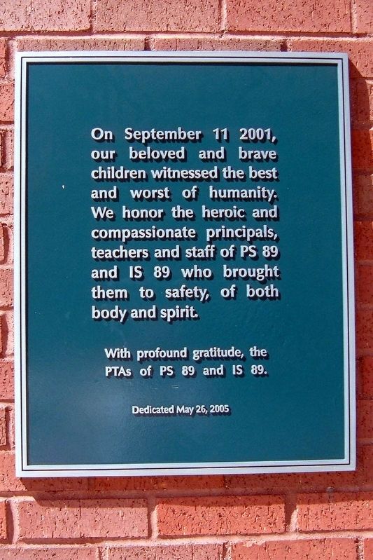 PS/IS 89 September 11 Memorial. Click for full size. PS/IS 89 September 11 Memorial image. Click for full size.