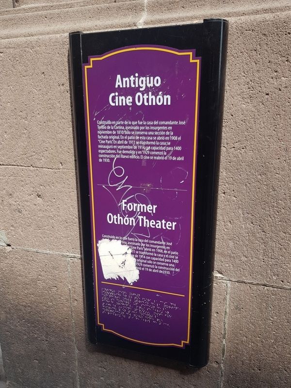 Former Othón Theater Marker. Click for full size. Former Othón Theater Marker image. Click for full size.
