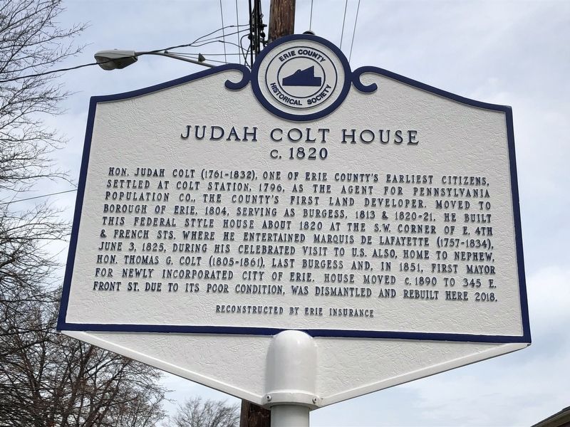 Judah Colt House Marker image. Click for full size.