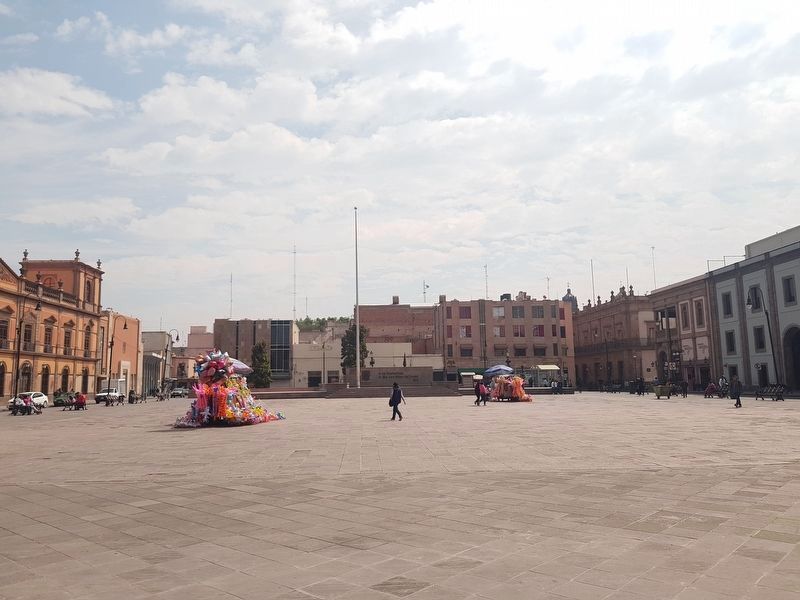 An additional view of the Capit�n Miguel Caldera Marker and Founders Square image. Click for full size.