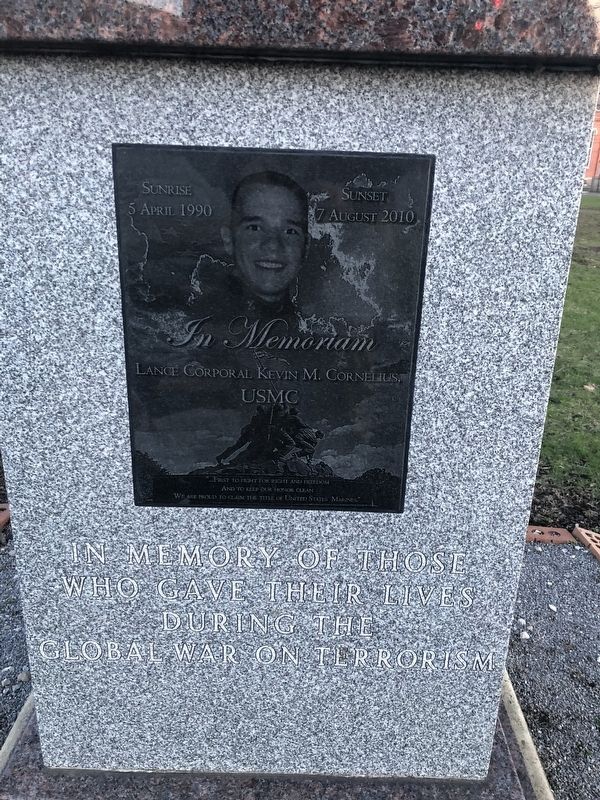 Lance Corporal Kevin M. Cornelius, USMC Marker. Click for full size. Lance Corporal Kevin M. Cornelius, USMC Marker image. Click for full size.