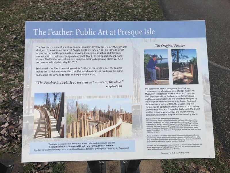 The Feather: Public Art at Presque Isle image. Click for full size.